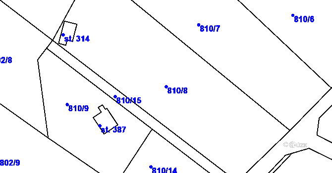Parcela st. 810/8 v KÚ Těptín, Katastrální mapa