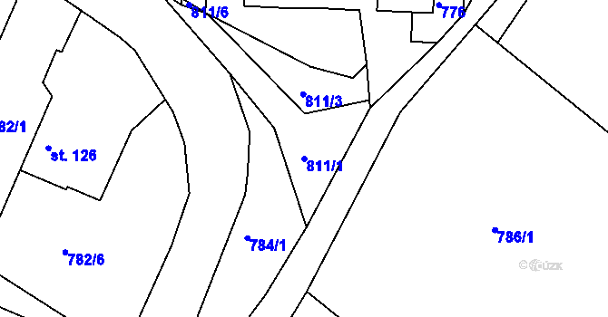 Parcela st. 811/1 v KÚ Těptín, Katastrální mapa