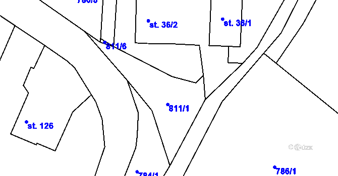 Parcela st. 811/3 v KÚ Těptín, Katastrální mapa
