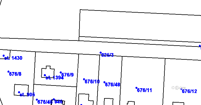 Parcela st. 825/3 v KÚ Těptín, Katastrální mapa