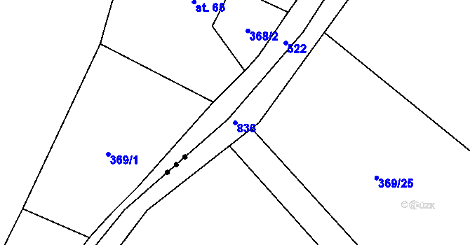 Parcela st. 836 v KÚ Těptín, Katastrální mapa