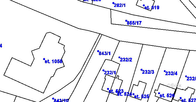 Parcela st. 843/1 v KÚ Těptín, Katastrální mapa