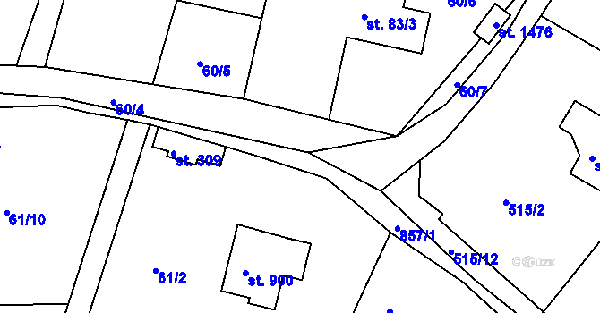 Parcela st. 857 v KÚ Těptín, Katastrální mapa
