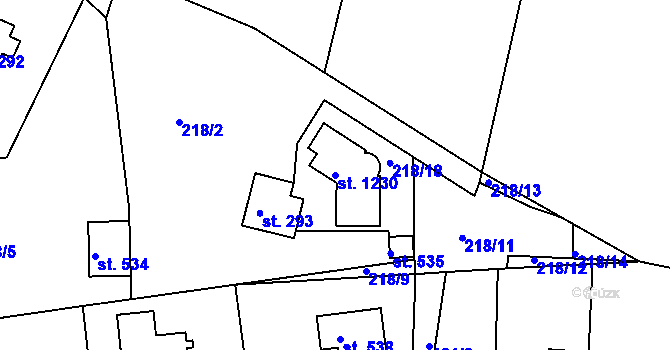 Parcela st. 1230 v KÚ Těptín, Katastrální mapa
