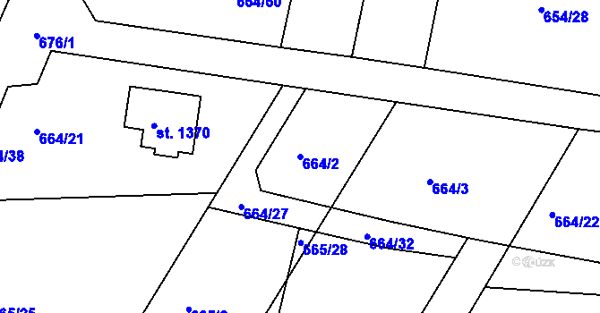 Parcela st. 664/2 v KÚ Těptín, Katastrální mapa