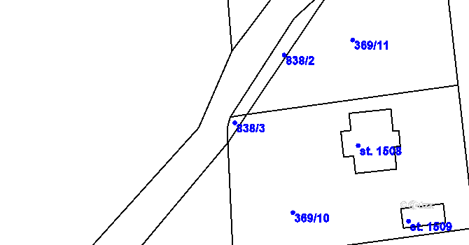 Parcela st. 838/3 v KÚ Těptín, Katastrální mapa