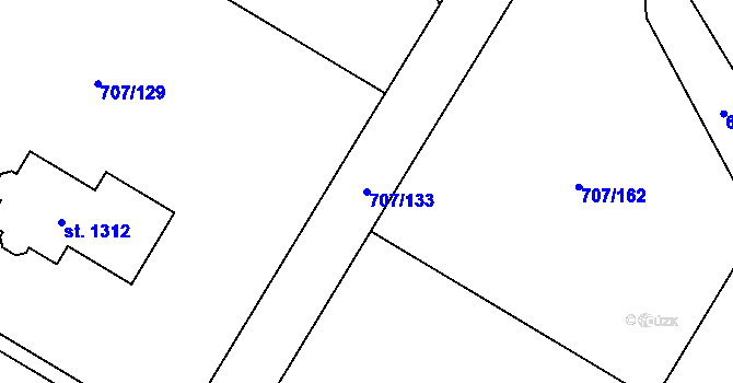 Parcela st. 707/133 v KÚ Těptín, Katastrální mapa