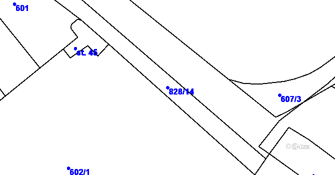 Parcela st. 828/14 v KÚ Těptín, Katastrální mapa