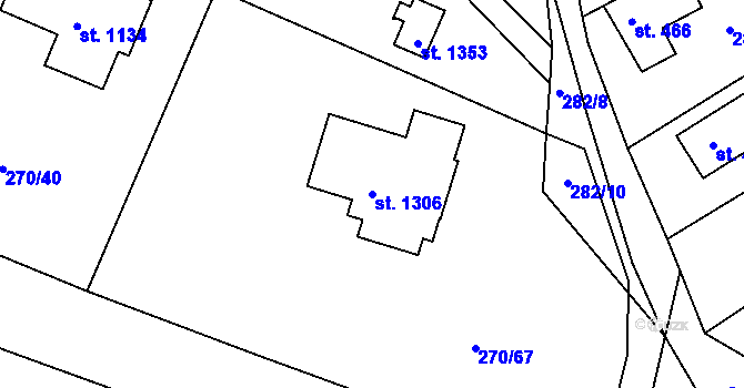 Parcela st. 1306 v KÚ Těptín, Katastrální mapa