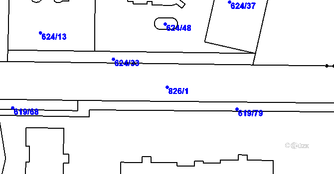 Parcela st. 826/1 v KÚ Těptín, Katastrální mapa