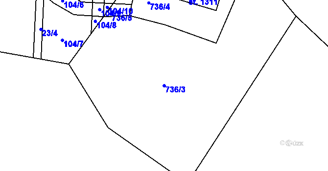 Parcela st. 736/3 v KÚ Těptín, Katastrální mapa