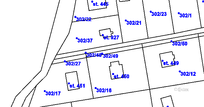 Parcela st. 302/49 v KÚ Těptín, Katastrální mapa