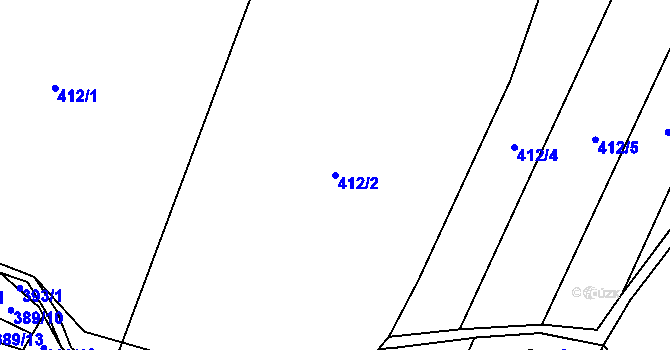 Parcela st. 412/2 v KÚ Těptín, Katastrální mapa