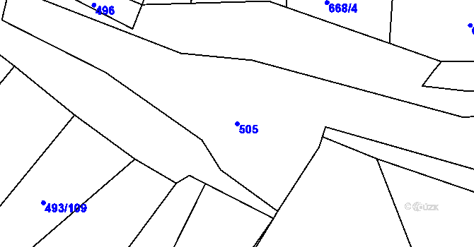 Parcela st. 505 v KÚ Těptín, Katastrální mapa