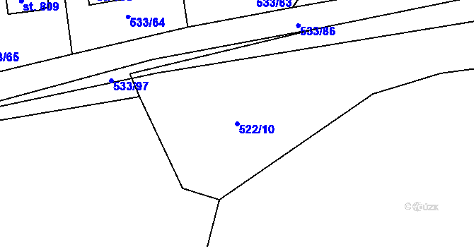 Parcela st. 522/10 v KÚ Těptín, Katastrální mapa