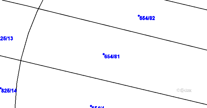 Parcela st. 654/81 v KÚ Těptín, Katastrální mapa