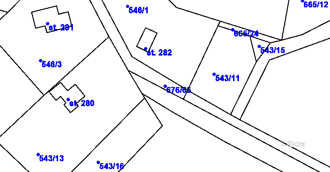 Parcela st. 676/66 v KÚ Těptín, Katastrální mapa