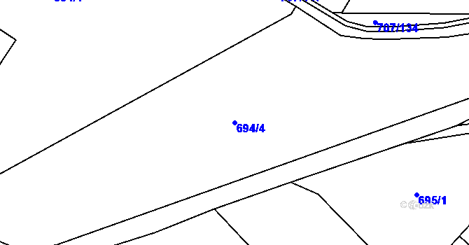 Parcela st. 694/4 v KÚ Těptín, Katastrální mapa