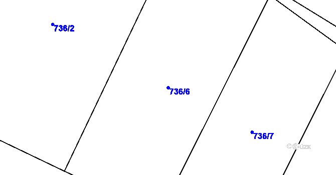 Parcela st. 736/6 v KÚ Těptín, Katastrální mapa