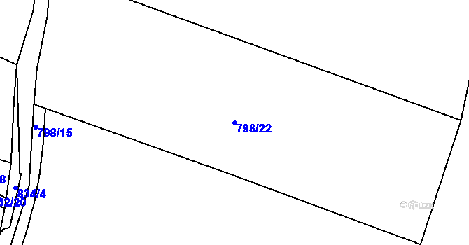 Parcela st. 798/22 v KÚ Těptín, Katastrální mapa