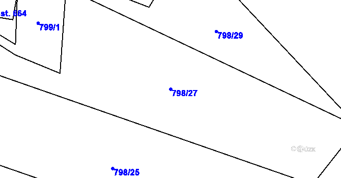 Parcela st. 798/27 v KÚ Těptín, Katastrální mapa
