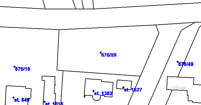 Parcela st. 676/59 v KÚ Těptín, Katastrální mapa
