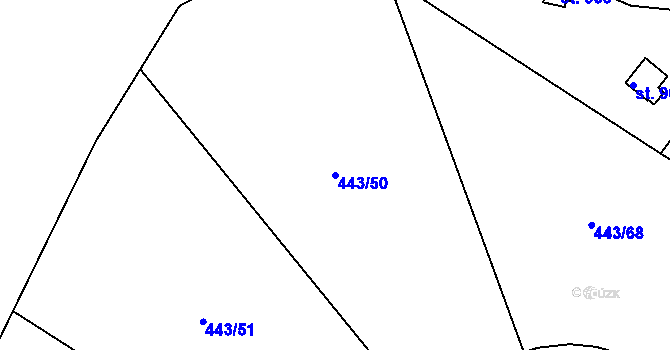 Parcela st. 443/50 v KÚ Těptín, Katastrální mapa