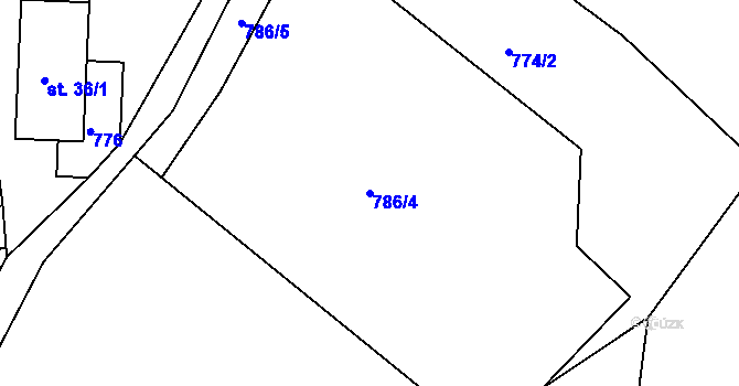 Parcela st. 786/4 v KÚ Těptín, Katastrální mapa