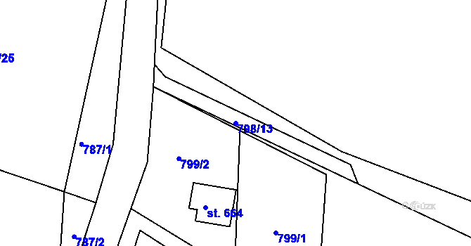 Parcela st. 798/13 v KÚ Těptín, Katastrální mapa