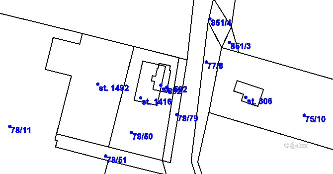 Parcela st. 892 v KÚ Těptín, Katastrální mapa