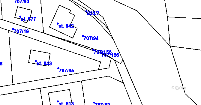 Parcela st. 707/156 v KÚ Těptín, Katastrální mapa