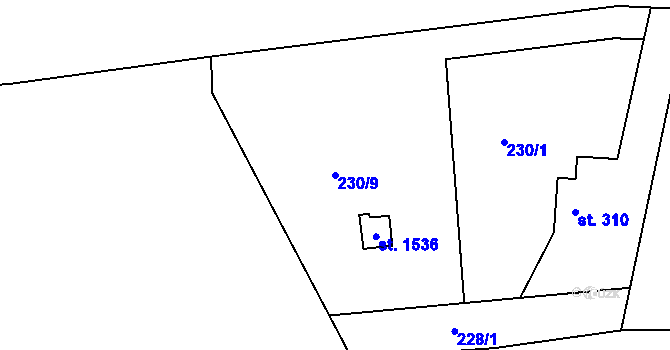 Parcela st. 230/9 v KÚ Těptín, Katastrální mapa