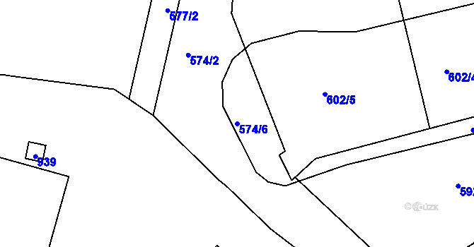 Parcela st. 574/6 v KÚ Těptín, Katastrální mapa