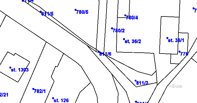 Parcela st. 811/6 v KÚ Těptín, Katastrální mapa