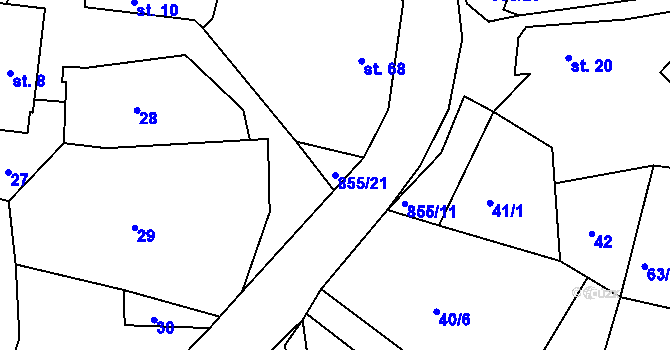 Parcela st. 855/21 v KÚ Těptín, Katastrální mapa
