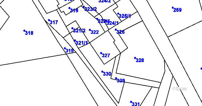 Parcela st. 327 v KÚ Kamenice u Zákup, Katastrální mapa