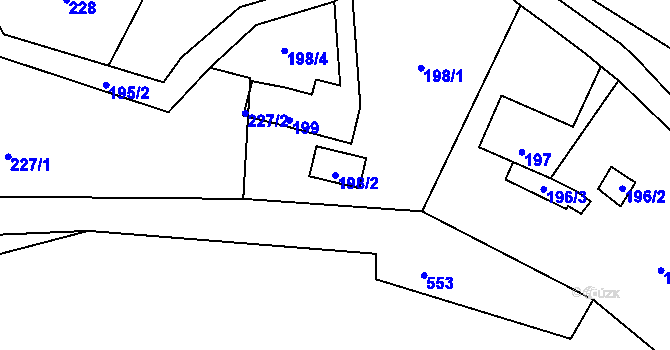 Parcela st. 198/2 v KÚ Kamenice u Zákup, Katastrální mapa