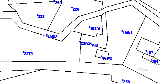 Parcela st. 227/2 v KÚ Kamenice u Zákup, Katastrální mapa