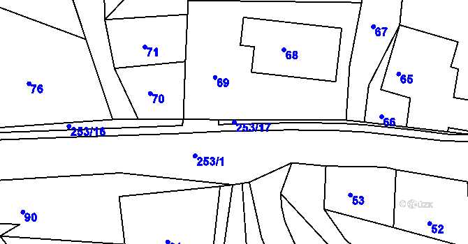 Parcela st. 253/17 v KÚ Kamenice u Zákup, Katastrální mapa