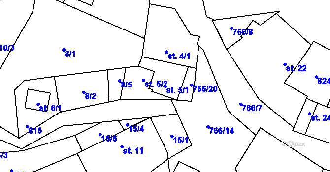 Parcela st. 5/1 v KÚ Kamenice u Herálce, Katastrální mapa