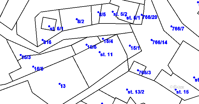 Parcela st. 11 v KÚ Kamenice u Herálce, Katastrální mapa