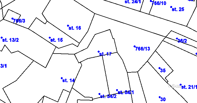Parcela st. 17 v KÚ Kamenice u Herálce, Katastrální mapa