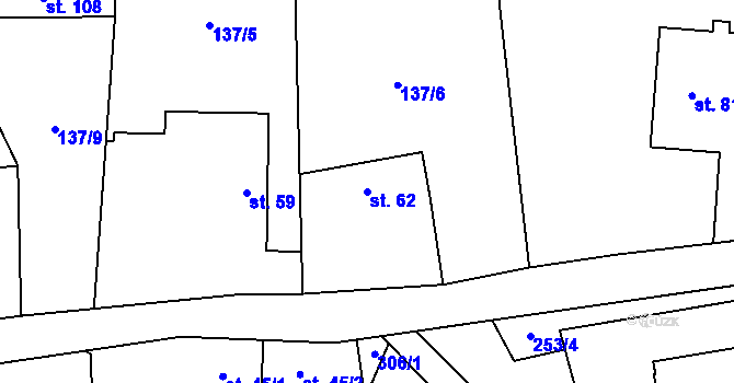 Parcela st. 62 v KÚ Kamenice u Herálce, Katastrální mapa
