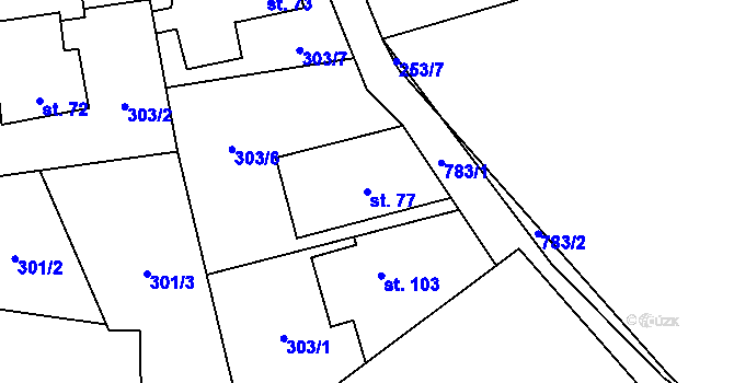 Parcela st. 77 v KÚ Kamenice u Herálce, Katastrální mapa