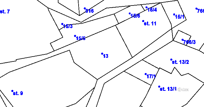 Parcela st. 13 v KÚ Kamenice u Herálce, Katastrální mapa