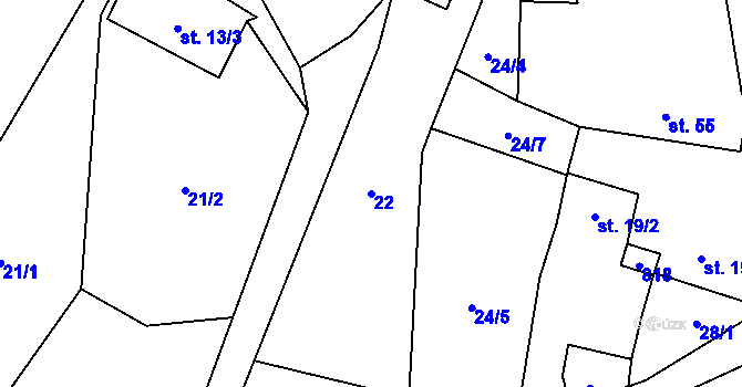 Parcela st. 22 v KÚ Kamenice u Herálce, Katastrální mapa