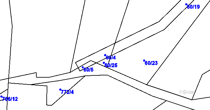 Parcela st. 60/4 v KÚ Kamenice u Herálce, Katastrální mapa