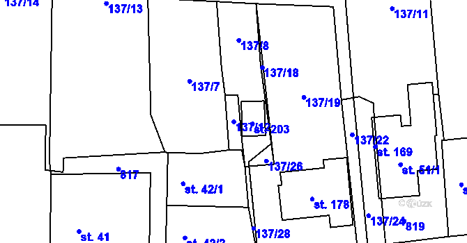 Parcela st. 137/12 v KÚ Kamenice u Herálce, Katastrální mapa