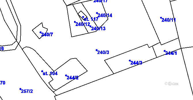 Parcela st. 240/3 v KÚ Kamenice u Herálce, Katastrální mapa