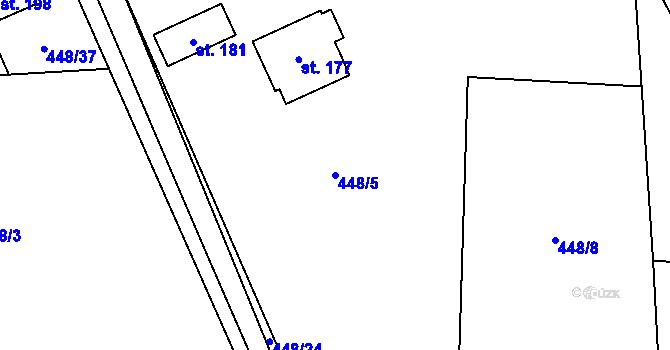 Parcela st. 448/5 v KÚ Kamenice u Herálce, Katastrální mapa